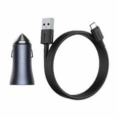 BASEUS punjač automobilski 12V 24V 40W TipC TipA PD QC s kabelom sivi TZCCJD-0G
