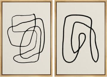 Nikcorp Moderne slike s okvirom, set 2 kom, apstraktne linije za zid, premium platno, dekoracija za dnevni boravak, 41x61 cm