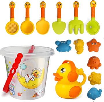 Nikcorp Set za pijesak za djecu 14 kom, igračke za plažu s kanticom, lopaticom i kalupima za kreativnu igru na otvorenom