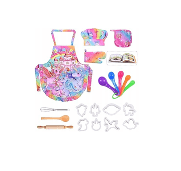 Nikcorp Dječji set za pečenje jednorog, 17 komada, za kreativnu igru i učenje, s pregačom, kuharskom kapom i priborom