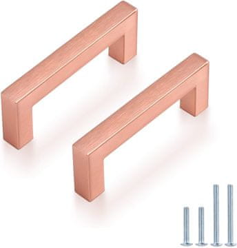 Nikcorp Ručke za kuhinjske ormariće 10 kom, set modernih ručkica za namještaj, ladice i vrata, nehrđajući čelik, rozo zlatne 102mm