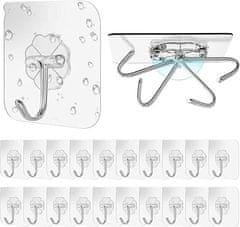 Nikcorp Samoljepljive kukice 20 kom, bez bušenja, nehrđajući čelik, nosivost 10kg, vodootporne za kupaonicu i kuhinju, srebrne