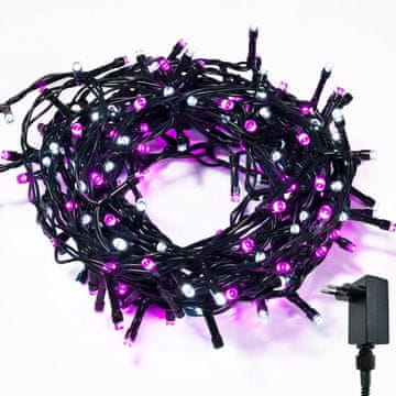 Nikcorp Božićne lampice za bor 200 LED, s timerom i memorijom, za unutarnju i vanjsku upotrebu, mrežni utikač, ružičasto-bijele, 13m