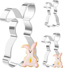 Nikcorp Kalupi za kekse Uskrsni zečići 3 kom, nehrđajući čelik, perivi u perilici, sigurni za djecu, za kolače i tijesto, 12,8/8/5,5 cm