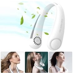 Nikcorp Prijenosni ventilator za vrat, hands-free hlađenje, 3 brzine, tihi rad bez lopatica, podesivi dizajn slušalica, bijeli
