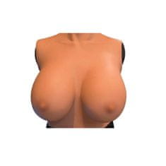 Nikcorp Silikonske grudi realistični prsluk za crossdressing, udobno nošenje, visoki ovratnik, pamučno punjenje, tamno bež, veličina E