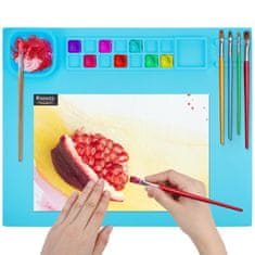 Nikcorp Silikonska podloga za slikanje s držačem kistova, paletom i posudom za vodu, neklizajuća, periva, za djecu i kreativne radionice