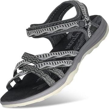 Nikcorp Ženske ljetne sandale za planinarenje i hodanje, s podesivim remenima na čičak i EVA pjenom, crne, veličina 36 EU