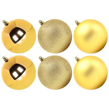 Nikcorp Set 6 velikih kuglica za bor, nelomljive i sigurne, 3 vrste završne obrade, za unutarnju i vanjsku dekoraciju, zlatne, 10 cm