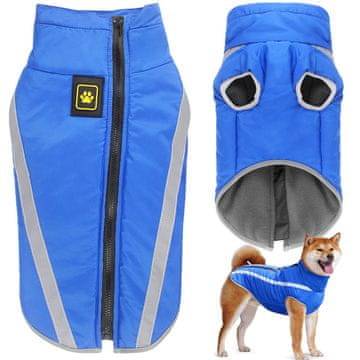 Nikcorp Zimska jakna za pse, vodootporna i vjetrootporna, s toplom pamučnom podstavom i reflektirajućim trakama, plava 2XL
