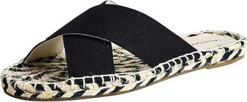 Nikcorp Ženske espadrile natikače za cjelodnevnu udobnost, ručno rađene, prozračno platno, potplat od jute i gume, crne, vel. 40 EU