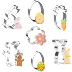 Nikcorp Set kalupa za uskrsne kekse, 7 komada, nehrđajući čelik, za kolače, fondan i dekoracije, sigurno za djecu, razni oblici