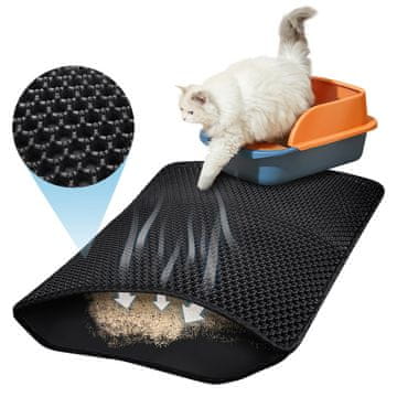 Nikcorp Podloga za mačji WC, dvoslojna, vodootporna, protuklizna, hvata pijesak, EVA pjena, 60x45 cm, crna