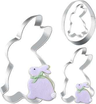 Nikcorp Kalupi za uskrsne kekse, set 4 komada, nehrđajući čelik, sigurni za djecu, oblici zec i jaje, za kolače i fondan, 12.5/8.5/6.5/8 cm