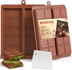 Nikcorp Silikonski kalupi za Dubai čokoladu, 2 kom, duboki, za praline i deserte, s lopaticama, otporni na toplinu, smeđi