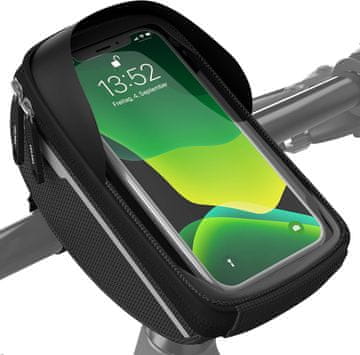 Nikcorp Torba za bicikl za upravljač s držačem za telefon, vodootporna, za navigaciju, reflektirajuća, 0.65L, crna