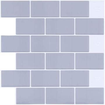 Nikcorp Samoljepljive zidne pločice 10 kom, 3D efekt, jednostavna DIY montaža bez ljepila, vodootporne za kuhinju i kupaonicu, sive 30,5x30,5 cm