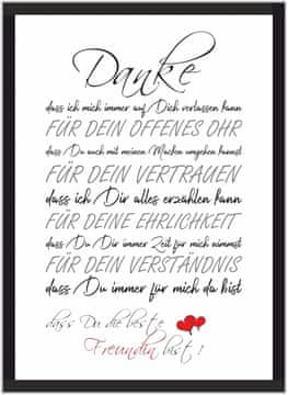 Nikcorp Plakat za najbolju prijateljicu, idealan poklon za rođendan, zidna dekoracija za spavaću sobu, art print, bijeli, 21x29,7cm A4