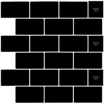 Nikcorp Samoljepljive zidne pločice 10 kom, 3D efekt, za brzu renovaciju kuhinje i kupaonice, vodootporne, crne 30,5x30,5 cm