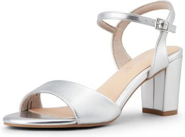 Nikcorp Ženske sandale s blok petom za eleganciju i udobnost, seksi dizajn za ljetne večernje izlaske, stabilne, srebrne, 38 EU