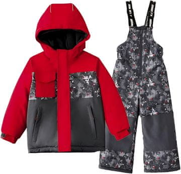 Nikcorp Dječji dvodijelni skijaški kombinezon, vodootporan i vjetrootporan, toplo zimsko odijelo za snijeg i skijanje, crno-crveni, M