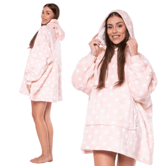 Nikcorp Deka majica s kapuljačom 2u1, topla i udobna, debela podstava od šerpe, velika džepna kapuljača, oversize kroj, ružičasta