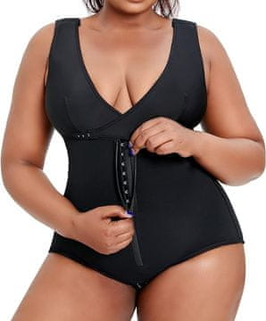 Nikcorp Grudnjak za oblikovanje tijela, udobnost i elegancija, body shaper s podesivim kopčanjem, elastični materijal, crni, 4XL