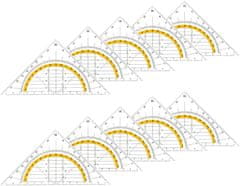 Nikcorp Geometrijski set trokuta 10 kom, fleksibilni, za školu i ured, s rupama za uvez, višenamjenski, šareni, 16x11 cm