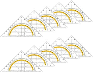 Nikcorp Geometrijski set trokuta 10 kom, fleksibilni, za školu i ured, s rupama za uvez, višenamjenski, šareni, 16x11 cm