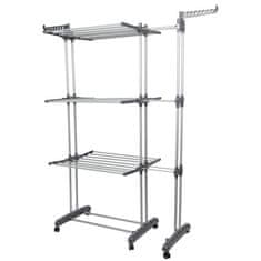 Nikcorp Stalak za sušenje rublja vertikalni sklopivi, 3 razine, mobilni na kotačima, za unutarnju i vanjsku upotrebu, sivi