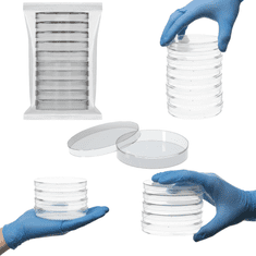 Nikcorp Petrijeve zdjelice s ventiliranim poklopcem za uzgoj mikroorganizama, 10 komada, prozirne plastične, 90 x 15 mm