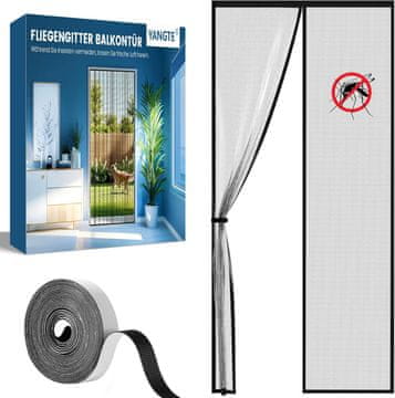 Nikcorp Mreža protiv komaraca za vrata s magnetima, zaštita od insekata od staklenih vlakana, crna, montaža bez bušenja, 100x200 cm