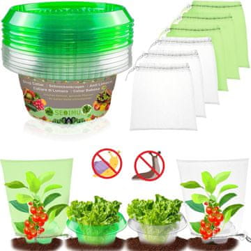 Nikcorp Zaštita od puževa 12 kom, ekološka barijera za vrt i povrće, set s vrećicama za biljke, PET prsten 24x12 cm