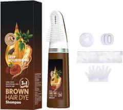 Nikcorp Šampon za bojanje kose za trenutno prekrivanje sijedih, dugotrajna boja s aplikatorom u obliku češlja, za kosu i bradu, smeđa, 200 ml