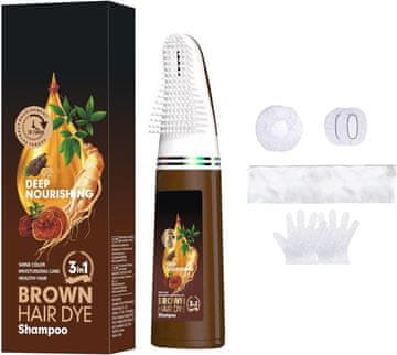 Nikcorp Šampon za bojanje kose za trenutno prekrivanje sijedih, dugotrajna boja s aplikatorom u obliku češlja, za kosu i bradu, smeđa, 200 ml