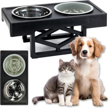 Nikcorp Set 2 povišene zdjelice za pse s podesivom visinom 20-30cm, ergonomske, zdjelica za sporo hranjenje i zdjelica za vodu