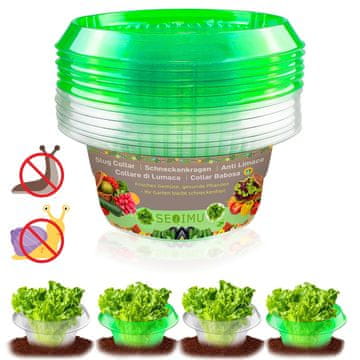 Nikcorp Ovratnici protiv puževa 24 kom, zaštita za biljke i vrt, PET prstenovi za sadnice, povrće i cvijeće, zeleni/prozirni, Ø 24 cm