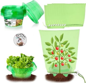 Nikcorp Set za zaštitu biljaka od puževa i insekata, 360° barijera za vrt i povrtnjak, s mrežicom protiv ptica i mraza, 20 komada