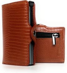 Nikcorp Tanki novčanik za kartice s RFID zaštitom, aluminijski držač s gumbom za izbacivanje kartica, smeđi, 10x6,5 cm