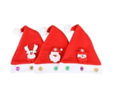 Nikcorp Set 3x božićne kape Djeda Mraza, univerzalne za djecu i odrasle, udobne i mekane, za zabave i fotografiranje, crvene