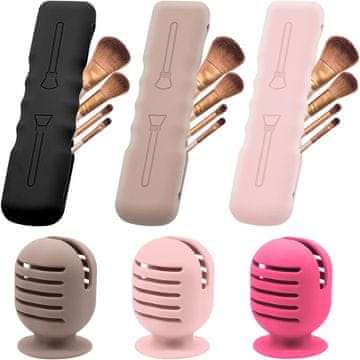 Nikcorp Set silikonskih etuija za kistove i spužvice za šminkanje, 6 komada, za higijensko spremanje i putovanja, s ventilacijom