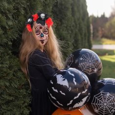 Nikcorp Traka za kosu za Halloween s tetovažama za lice, set ukrasa za kostim za Noć vještica i Dan mrtvih, za žene