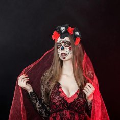 Nikcorp Traka za kosu za Halloween s tetovažama za lice, set ukrasa za kostim za Noć vještica i Dan mrtvih, za žene