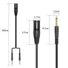 Nikcorp XLR na dvostruki TS 6,35 mm audio kabel razdjelnik, dvosmjerni prijenos za studio i pozornicu, crni, 1 m