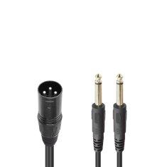Nikcorp XLR na dvostruki TS 6,35 mm audio kabel razdjelnik, dvosmjerni prijenos za studio i pozornicu, crni, 1 m