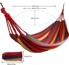 Nikcorp Pamučna viseća mreža za ležanje, za opuštanje u vrtu i kampiranje, izdržljiva i prijenosna, višebojna, 190 x 80 cm