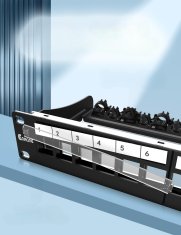Nikcorp Patch panel 12-portni prazni oklopljeni za 10" rack ormar, CAT5/6/6A/7/8, čelični s vodilicom za kabele, crni