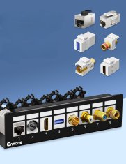 Nikcorp Prazni patch panel 8 portova za mrežni ormar, 1U modularna razvodna ploča za RJ45, HDMI, USB keystone module, crni