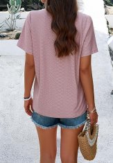 Nikcorp Ženska majica kratkih rukava, prozračna i lagana, klasični V-izrez, elegantan dizajn za ljeto, roza boja, veličina M