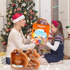 Nikcorp Drvena kasica prasica u obliku slova C, edukativna igračka za djecu za učenje štednje, prozirna s naljepnicama, smeđa 23 cm